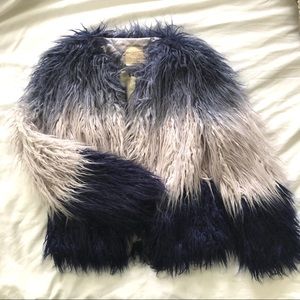 Blue Ombré Faux Fur Coat
